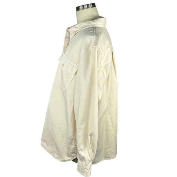MADEWELL Cream Bone Garment Dyed Twill Shirt Jacket Women's Size 2X Plus Size - Picture 2 of 8